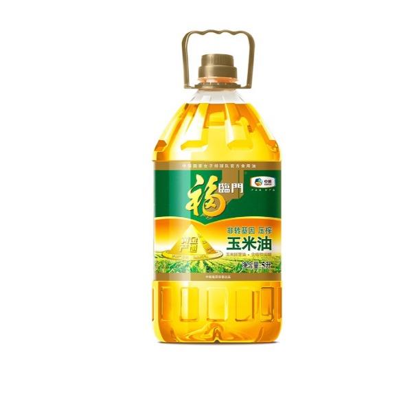 福临门黄金产地非转基因压榨玉米油5L