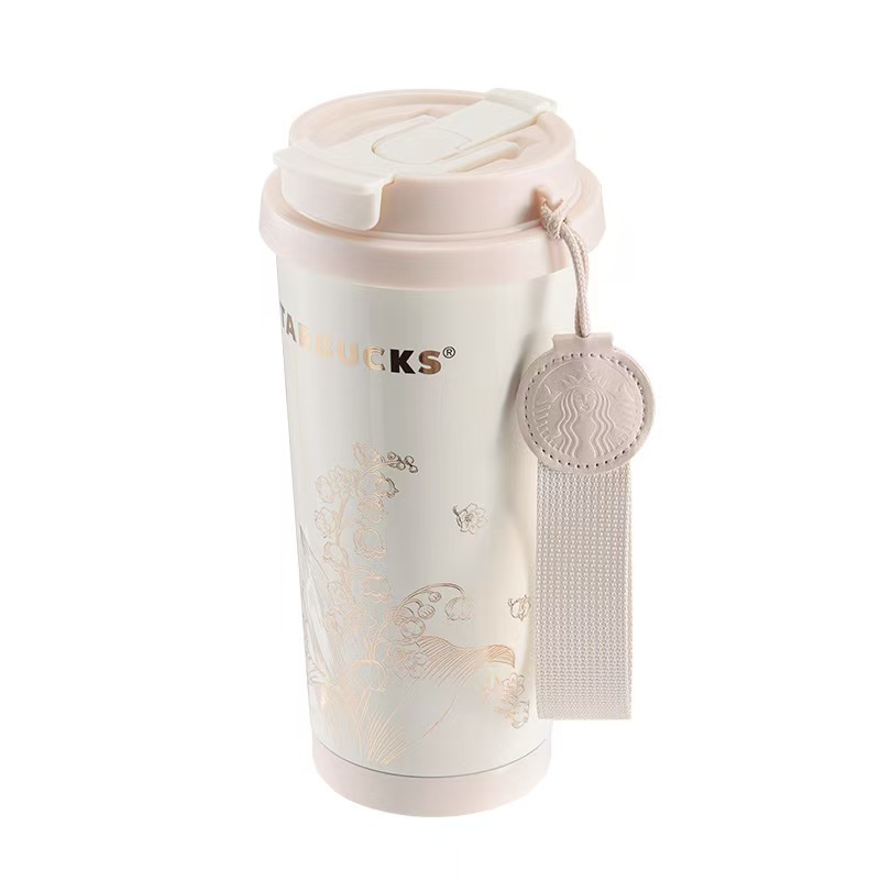 星巴克铃兰款双饮口咖啡杯米白色500ml11179922