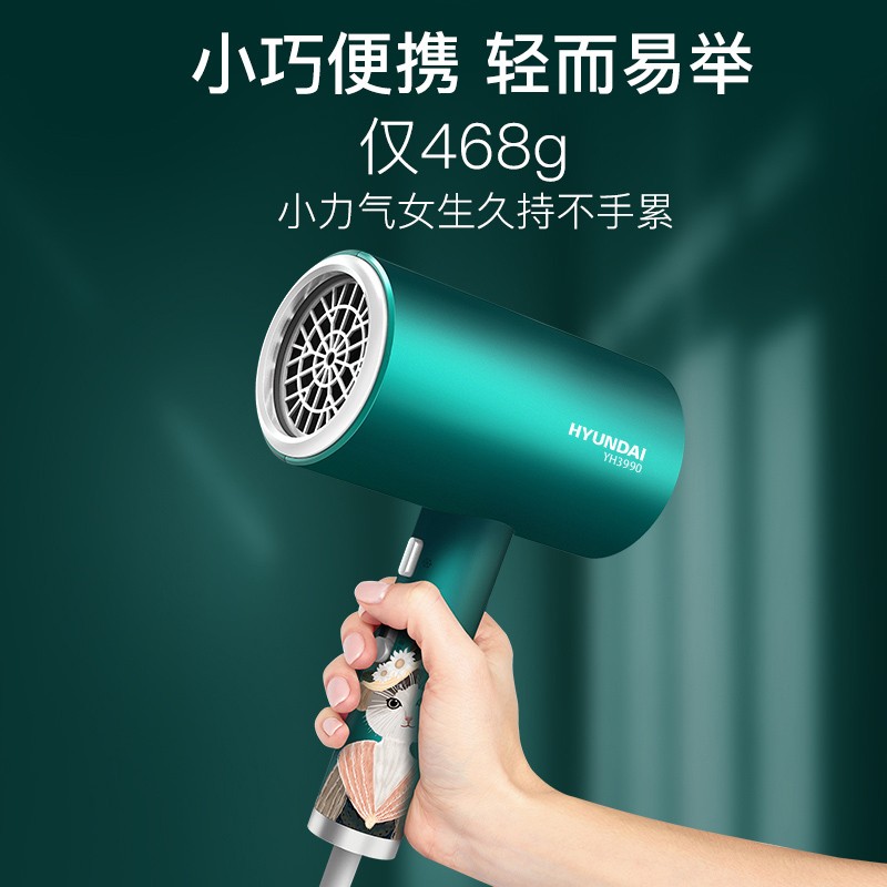 韓國現(xiàn)代（HYUNDAI)專業(yè)級大功率不傷發(fā)負離子護發(fā)電吹風YH3990