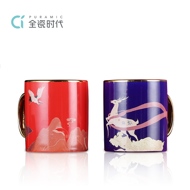 鶴鹿呈祥對(duì)杯
