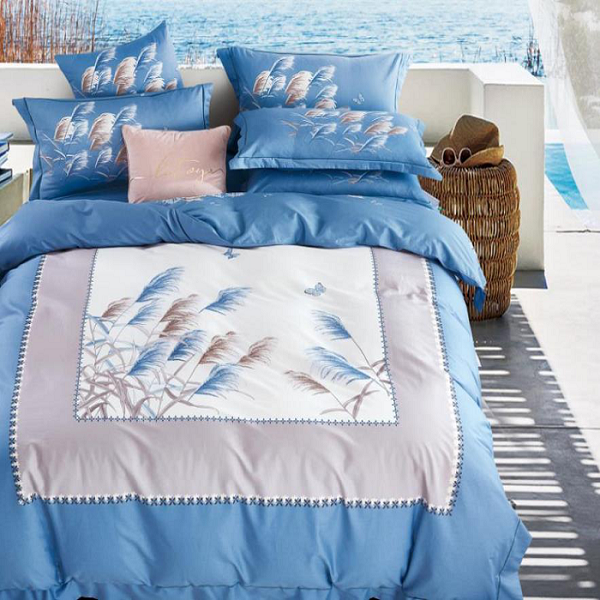 可欣家纺尊奢埃及棉套件巴赫蓝