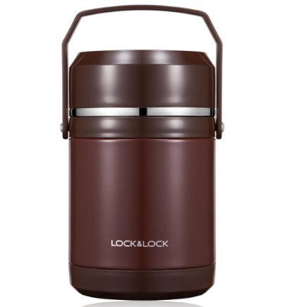 乐扣乐扣（LOCK&LOCK）304不锈钢三层保温饭盒1.8L真空防溢学生儿童送饭保温桶LHC8036