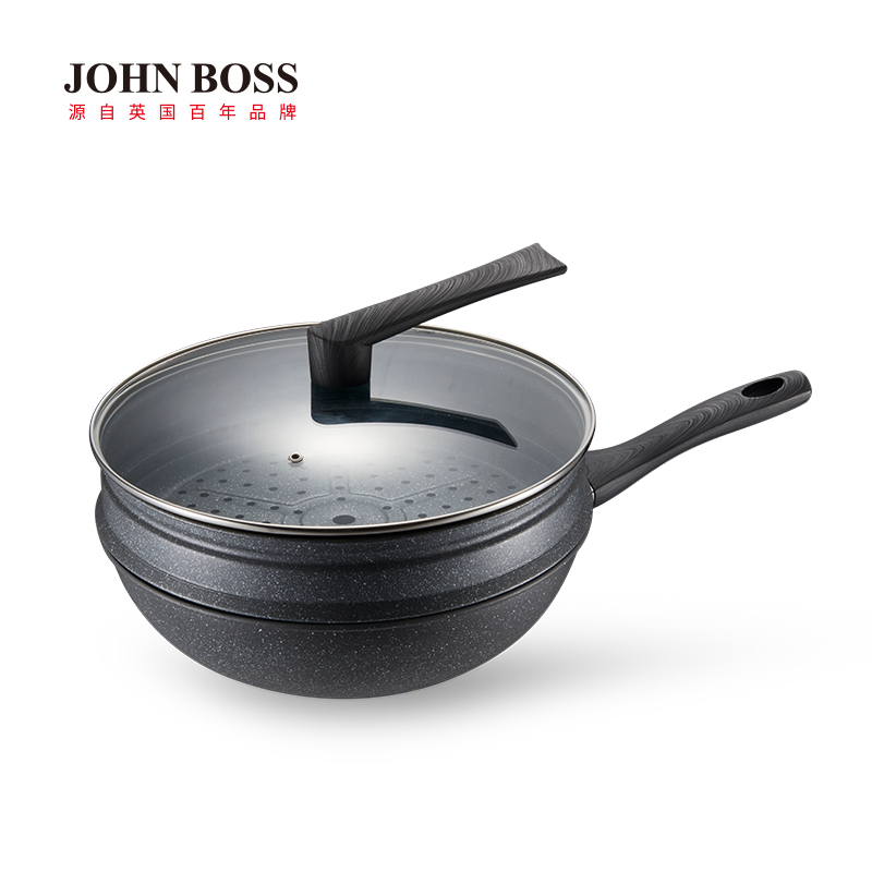 JOHNBOSS麦饭石蒸炒锅HG-ZT32