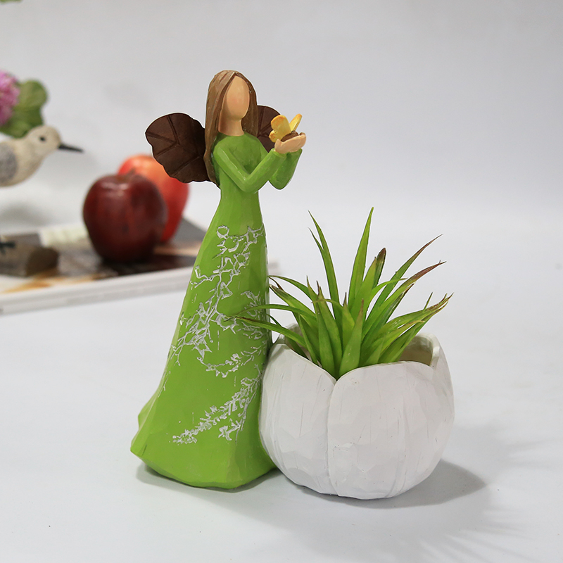 SmartArt绿色天使带郁金香花盆1620206A1