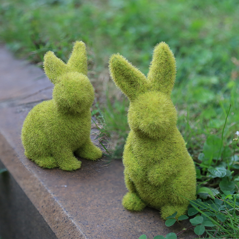 SmartArt树脂植绒兔子小号一对1005520S7