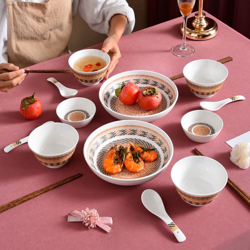 尚陵陶瓷竹齋餐具16件套