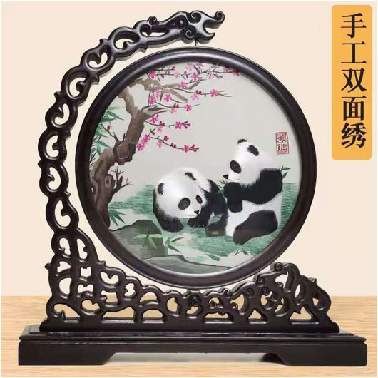 熊貓龍頭架蜀繡