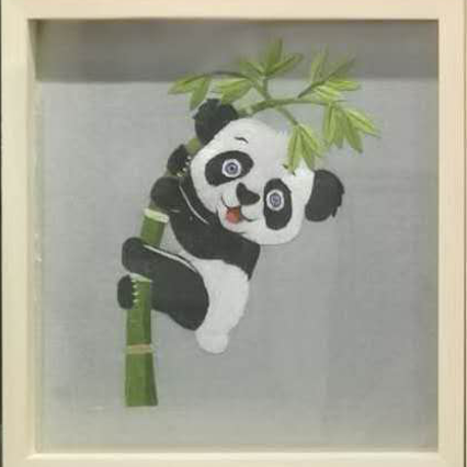 熊貓原木蜀繡擺件