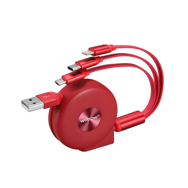 沃品一拖三伸縮充電線LC007