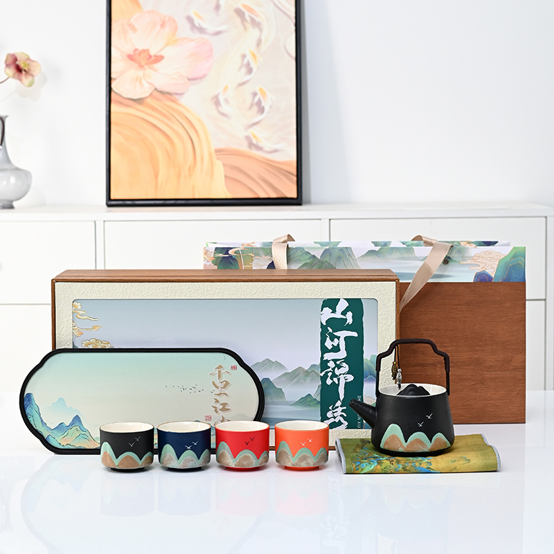 瓷语花香千里江山功夫茶具套装